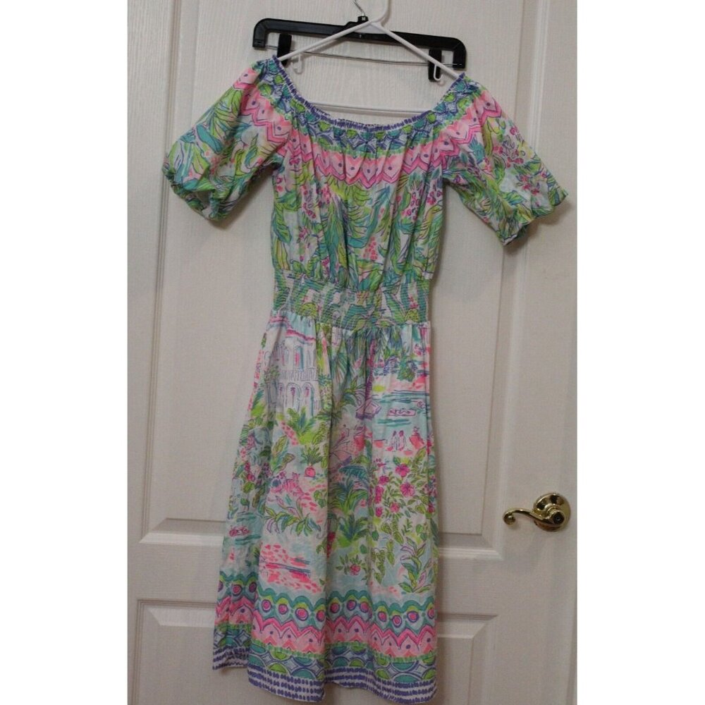 Lilly Pulitzer Dress Camille Womens Size S Off Shoulder Island Hopping Dress - Picture 2 of 11